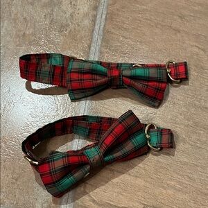 2 Plaid Bow Ties Dog/Cat Collar Set